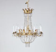 Early 19th c Swedish Crystal Chandelier with Gilt Metal Ferns - 3918651