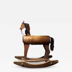 Early 20th C Antique Wooden Rocking Horse - 1873413
