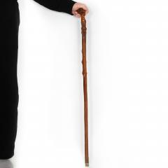 Early 20th Century Antique Folk Art Carved Walking Stick Whistle Cane - 4480577