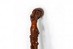 Early 20th Century Antique Folk Art Carved Walking Stick Whistle Cane - 4480581