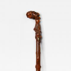 Early 20th Century Antique Folk Art Carved Walking Stick Whistle Cane - 4483840