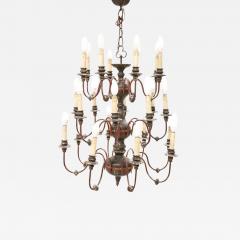 Early 20th Century Antique Larg Chandelier in Wood and Iron 24 Bulbs - 2975077