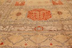 Early 20th Century Bold Turkish Oushak Brown Beige Handmade Wool Rug - 2456644