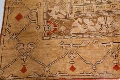 Early 20th Century Bold Turkish Oushak Brown Beige Handmade Wool Rug - 2456645
