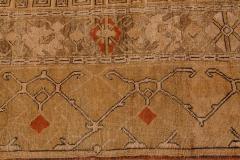 Early 20th Century Bold Turkish Oushak Brown Beige Handmade Wool Rug - 2456647