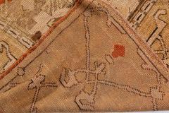 Early 20th Century Bold Turkish Oushak Brown Beige Handmade Wool Rug - 2456648