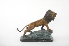 Early 20th Century Bronze Marble Lion Sculpture - 2471428