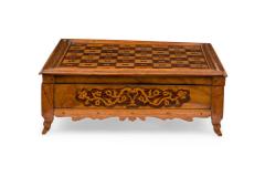 Early 20th Century Carved Mahogany Cocobolo Mother of Pearl Game Box - 4197630