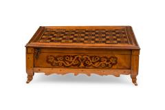 Early 20th Century Carved Mahogany Cocobolo Mother of Pearl Game Box - 4197631