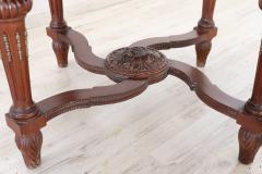 Early 20th Century Carved Mahogany Round Center Table with Marble Top - 2251270