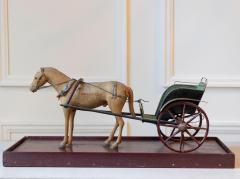 Early 20th Century Carved Wooden Horse and Carriage Model - 4396958