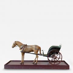Early 20th Century Carved Wooden Horse and Carriage Model - 4399279