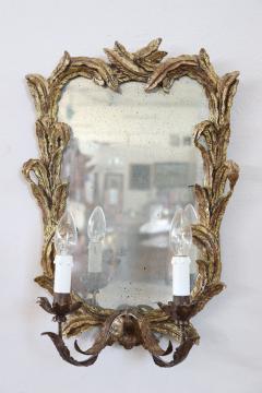 Early 20th Century Carved and Gilded Wood Sonces with Mirror Set of Two - 2727078