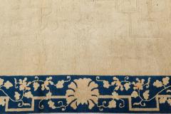 Early 20th Century Chinese Beige and Blue Handmade Wool Rug - 2451384