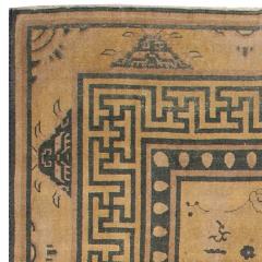 Early 20th Century Chinese Yellow Beige Blue Handwoven Wool Carpet - 2451414