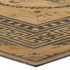Early 20th Century Chinese Yellow Beige Blue Handwoven Wool Carpet - 2451415