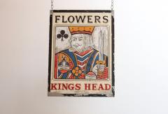 Early 20th Century Double Sided Kings Head Hand Painted Metal English Pub Sign - 4242770