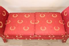 Early 20th Century Empire Style Bench Upholstered with Elegant Red Fabric - 3394138