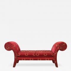 Early 20th Century Empire Style Bench Upholstered with Elegant Red Fabric - 3395507