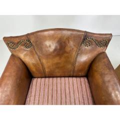 Early 20th Century European Leather Lounge Chairs Set of 2 - 3356743