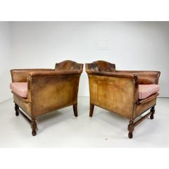 Early 20th Century European Leather Lounge Chairs Set of 2 - 3356775
