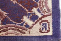 Early 20th Century French Art Deco Abstract Purple Wool Rug - 2455722
