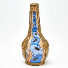 Early 20th Century French Art Deco Gilt Metal Mounted Stoneware Vase - 4477508