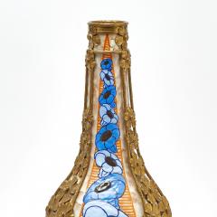 Early 20th Century French Art Deco Gilt Metal Mounted Stoneware Vase - 4477512