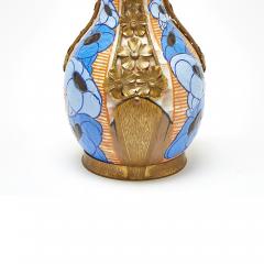 Early 20th Century French Art Deco Gilt Metal Mounted Stoneware Vase - 4477514
