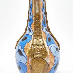 Early 20th Century French Art Deco Gilt Metal Mounted Stoneware Vase - 4477516