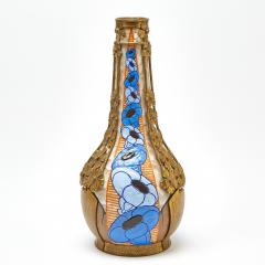 Early 20th Century French Art Deco Gilt Metal Mounted Stoneware Vase - 4477561