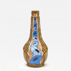 Early 20th Century French Art Deco Gilt Metal Mounted Stoneware Vase - 4477562