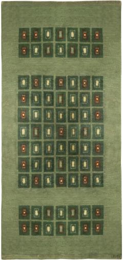 Early 20th Century French Art Deco Green Handmade Wool Rug - 2455265