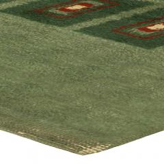 Early 20th Century French Art Deco Green Handmade Wool Rug - 2455267