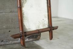 Early 20th Century French Faux Bamboo Mirror in Wood and Weathered Mirror Plate - 4582074