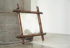 Early 20th Century French Faux Bamboo Mirror in Wood and Weathered Mirror Plate - 4582075