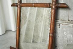Early 20th Century French Faux Bamboo Mirror in Wood and Weathered Mirror Plate - 4582098