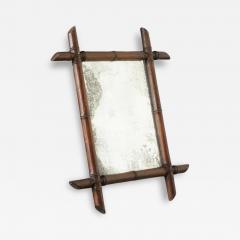 Early 20th Century French Faux Bamboo Mirror in Wood and Weathered Mirror Plate - 4582829