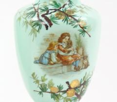 Early 20th Century French Hand Painted Decorated Art Glass Pair Vase - 3282466