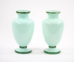 Early 20th Century French Hand Painted Decorated Art Glass Pair Vase - 3282473