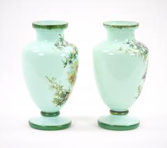 Early 20th Century French Hand Painted Decorated Art Glass Pair Vase - 3282474