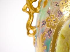 Early 20th Century German Art Nouveau Hand Painted Gilt Porcelain Vases - 3281994