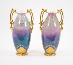Early 20th Century German Art Nouveau Hand Painted Gilt Porcelain Vases - 3282014
