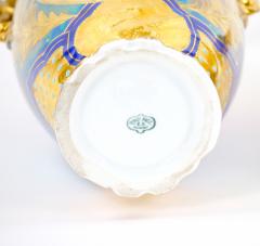 Early 20th Century German Art Nouveau Hand Painted Gilt Porcelain Vases - 3282033