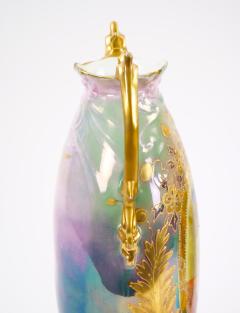 Early 20th Century German Art Nouveau Hand Painted Gilt Porcelain Vases - 3282035