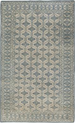 Early 20th Century Indian Agra Oriental Blue White Handmade Cotton Rug - 2452932