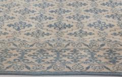 Early 20th Century Indian Agra Oriental Blue White Handmade Cotton Rug - 2452934
