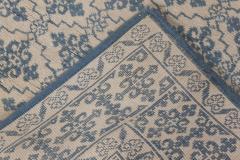 Early 20th Century Indian Agra Oriental Blue White Handmade Cotton Rug - 2452935