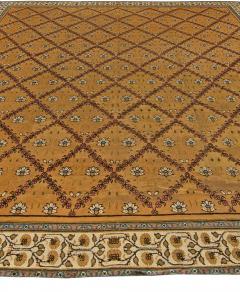 Early 20th Century Indian Botanic Design Handmade Wool Rug in Sienna and Purple - 2453092