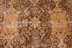 Early 20th Century Indian Chocolate Brown Handmade Wool Carpet Size Adjusted  - 2452793